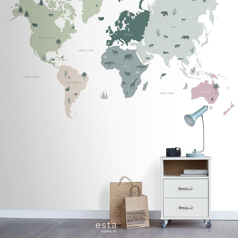 Mural infantil ESTAhome Let's Play!  Map of the World 153-158929