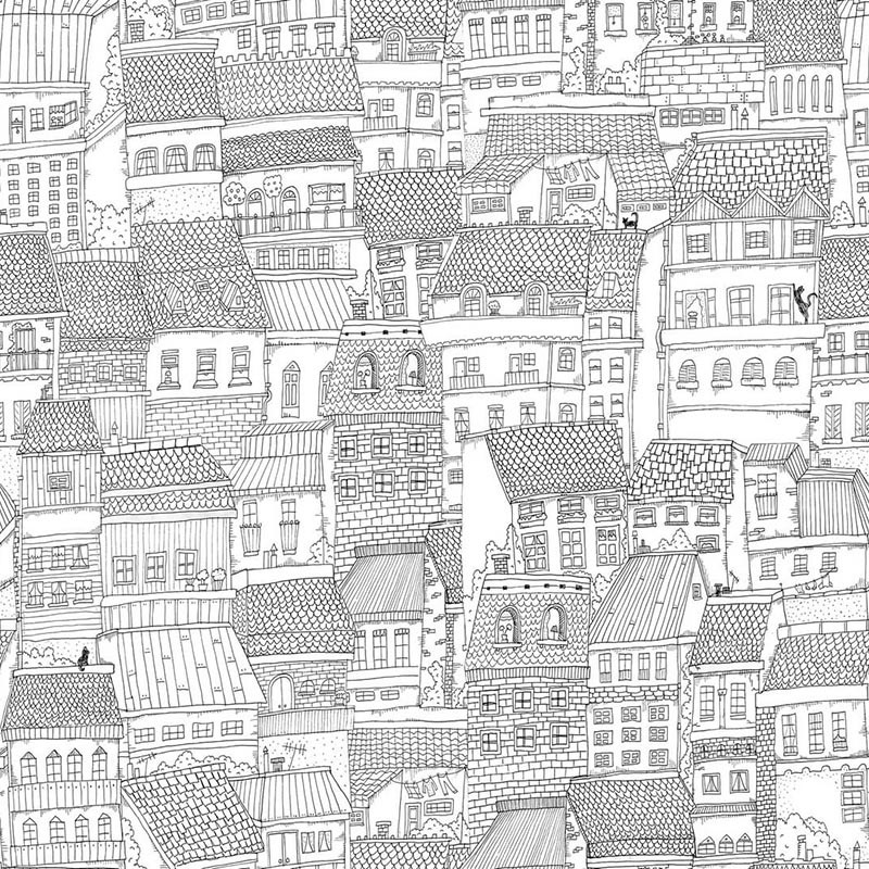 Papel Rebel Walls Dreamland Dream Town Graphite R18091
