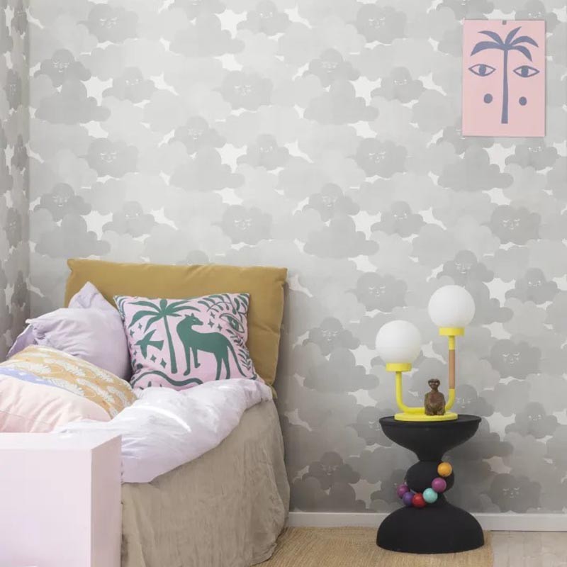 Papel Rebel Walls Dreamland Happy Clouds Graphite R18143
