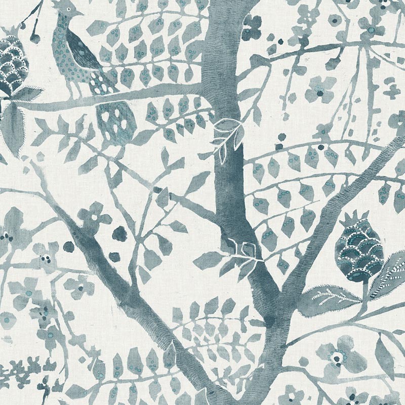 Papel pintado York del Catálogo Boho Luxe Peacock Block Print BO6632