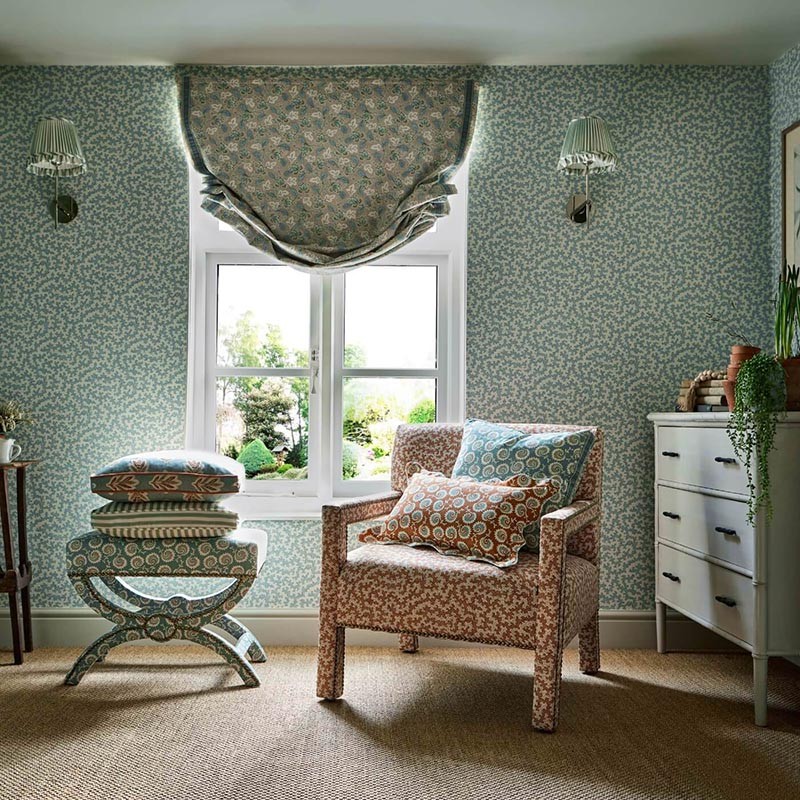 Papel pintado Sanderson Arboretum Truffle Blue Clay 217241