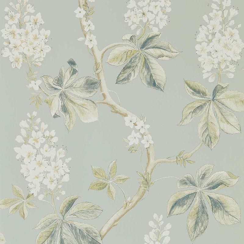 Papel pintado Sanderson Arboretum Chestnut Tree Grey Blue 215708