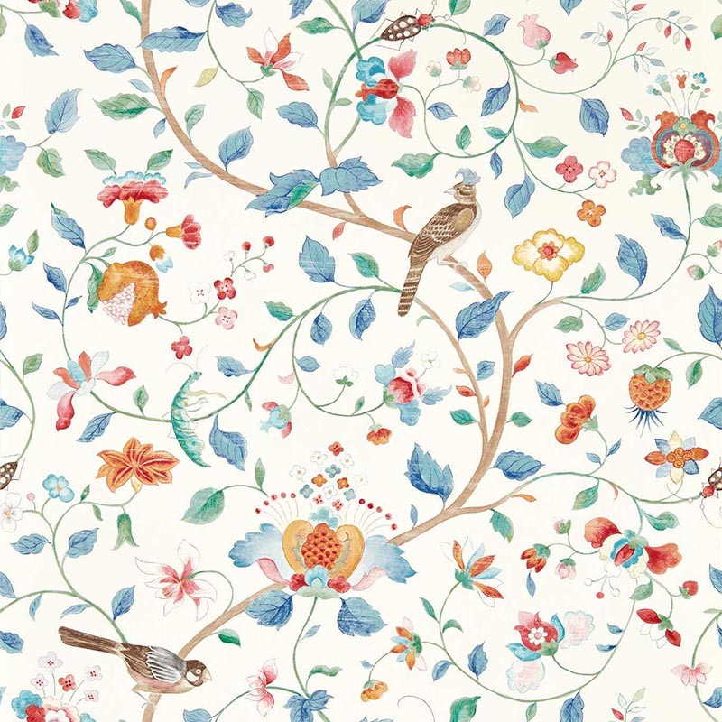 Papel pintado Sanderson Arboretum Aril's Garden Indigo Red 217237