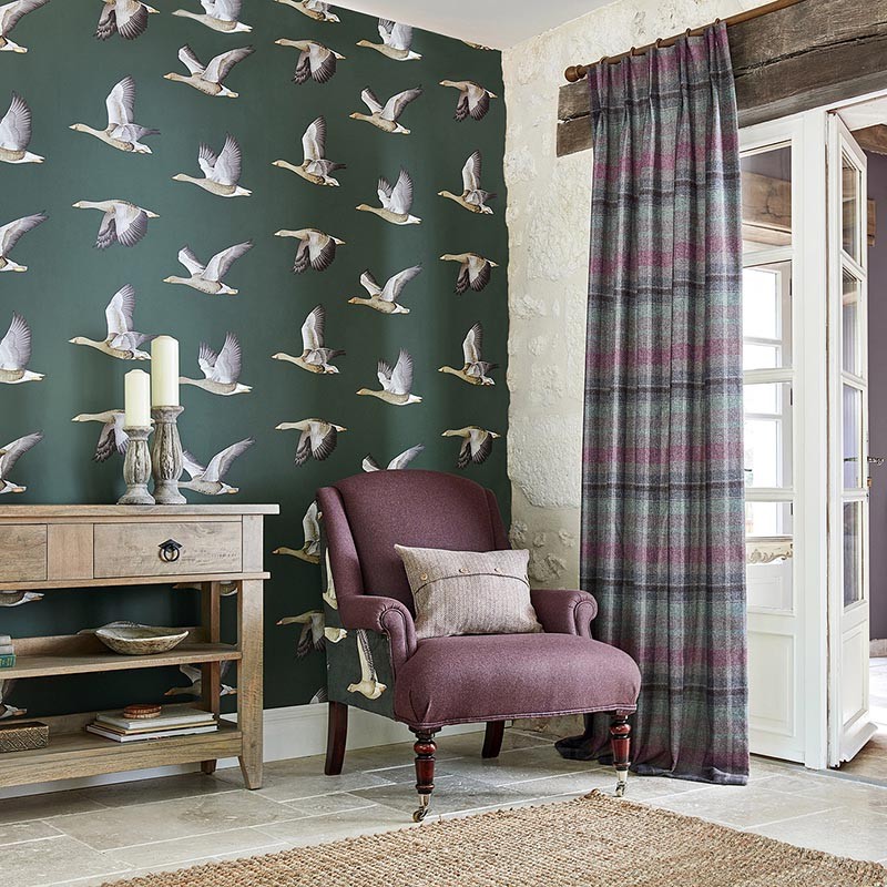 Papel pintado Sanderson Arboretum Elysian Geese Amsterdam Green 216608