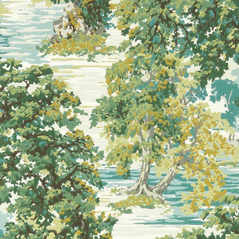 Papel pintado Sanderson Arboretum Ancient Canopy Sap Green 217220