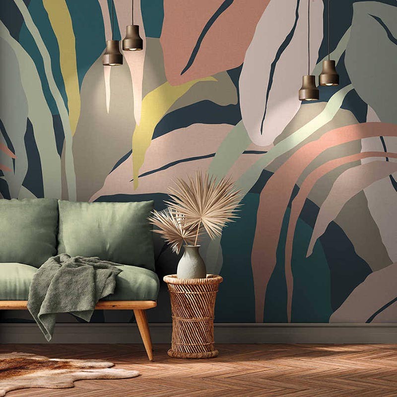Mural decorativo As Creation Antigua Blue Abstract Leaves DD123452