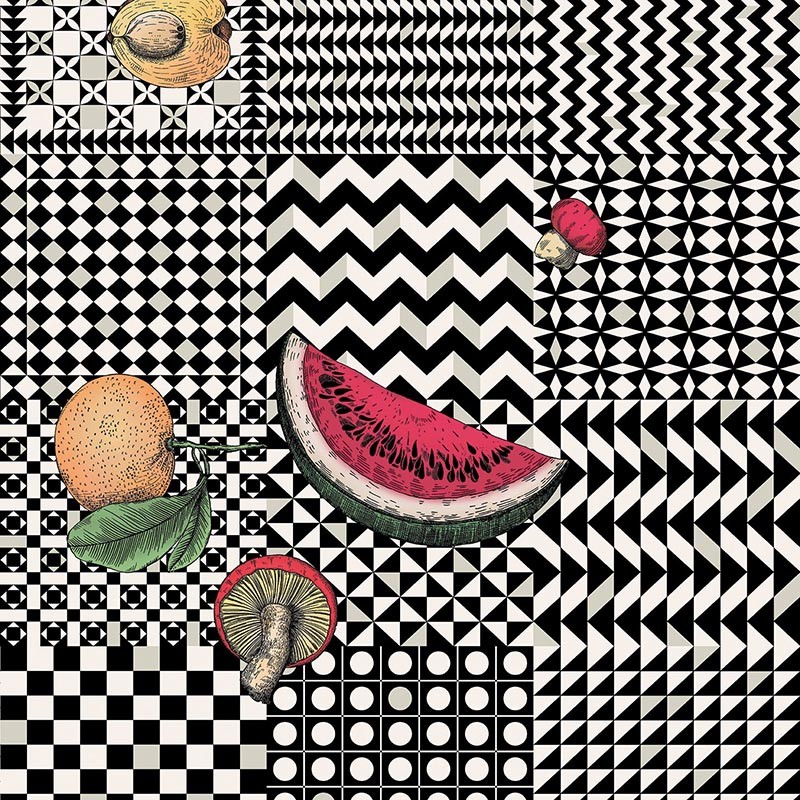 Papel Cole & Son Fornasetti Senza Tempo II Frutta e Geométrico 123-6027