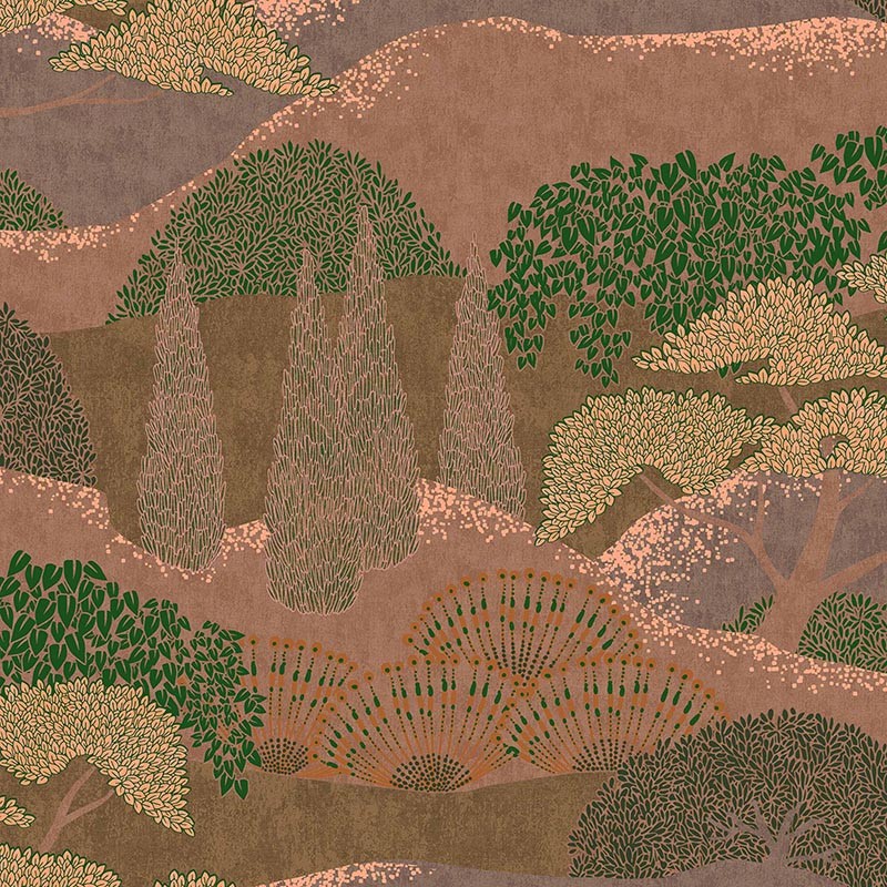 Papel Pintado Coordonne Lur Jardín Japonés Coral A00625