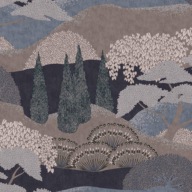 Papel Pintado Coordonne Lur Jardín Japonés Añil A00624