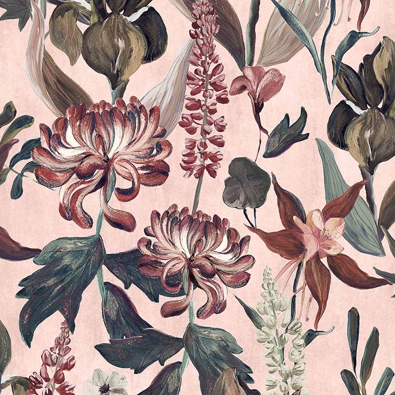 Papel Pintado Coordonne Lur Jardín Rojo Rosa A00605
