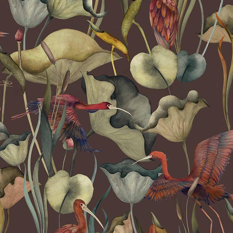 Papel Pintado Coordonne Lur Jardín Rojo Choco A00602