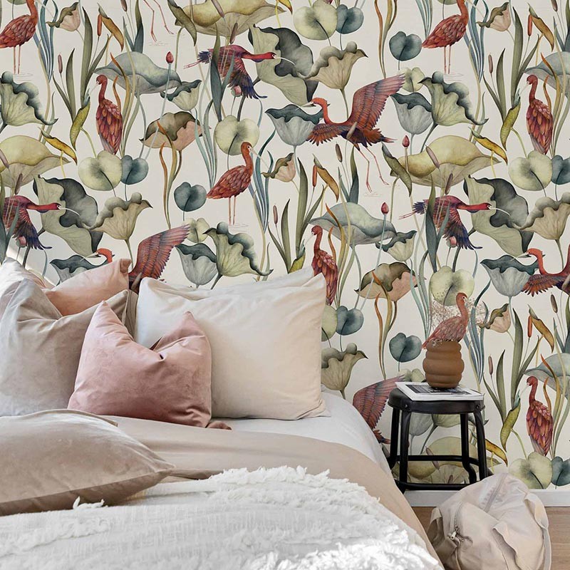 Papel Pintado Coordonne Lur Jardín Rojo Algodón A00600