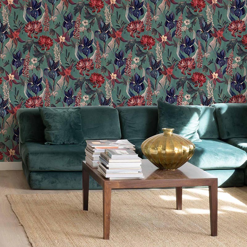 Papel Pintado Coordonne Lur Jardín Rojo Menta A00603