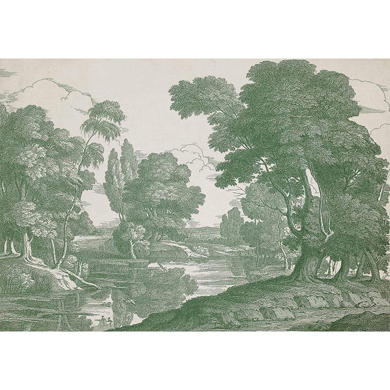 Mural Coordonne Victorian Engraving Green B00368
