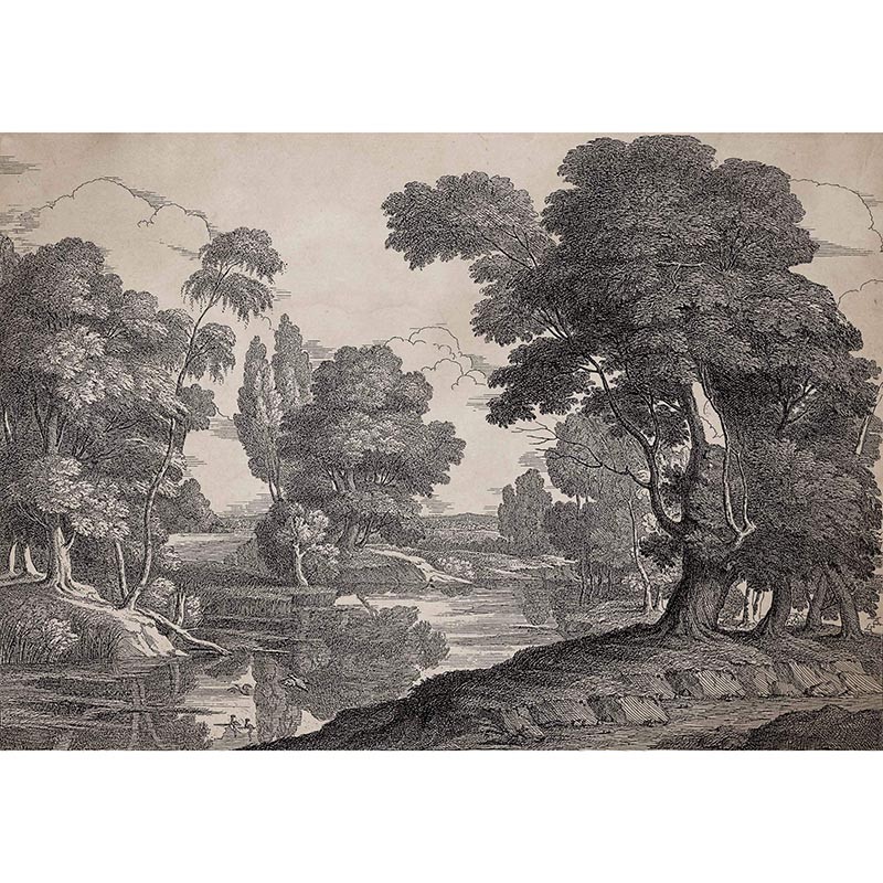 Mural Coordonne Victorian Engraving Ink B00367