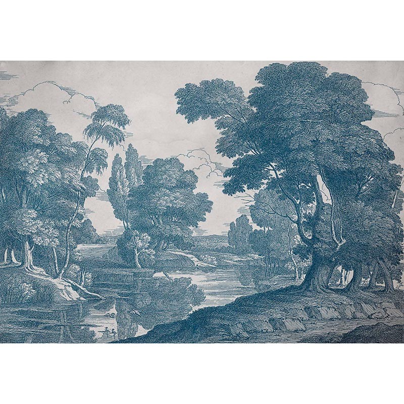 Mural Coordonne Victorian Engraving Blue B00369