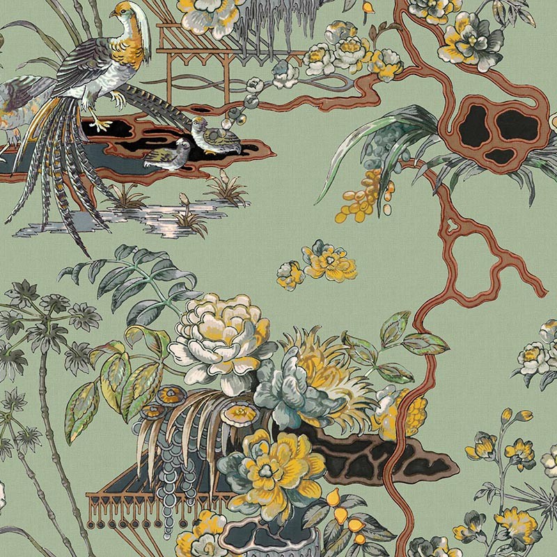 Papel pintado Coordonne Forbidden City Sacred Pheasants Jade B00115