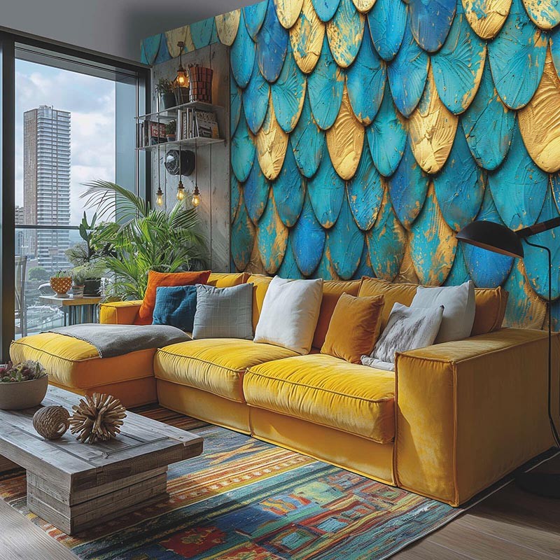 Mural Living Walls Metropolitan Stories Hot Spots Blue Scales 79016-3