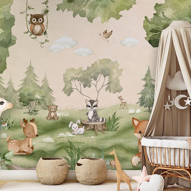 Mural infantil FDC Kikki Belle & Oliver Robins Woodland Joy BR 4106 M