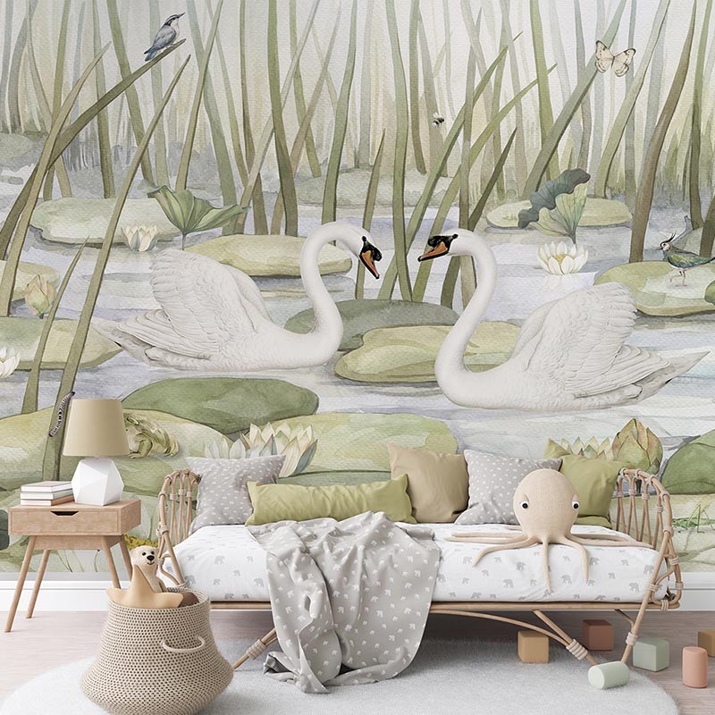 Mural infantil FDC Kikki Belle & Oliver Robins Spactacular Swans BR 4090 M