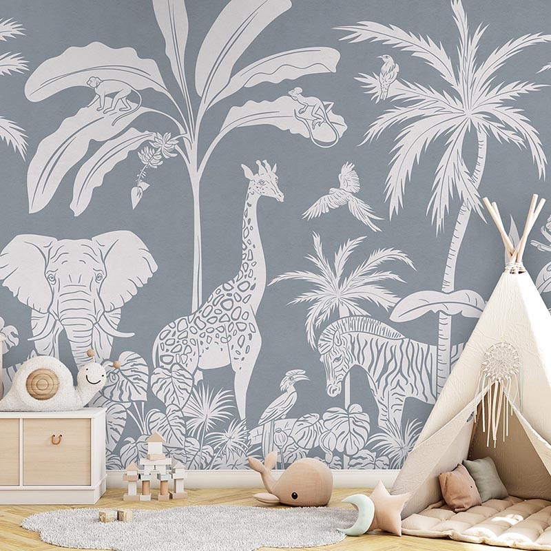 Mural infantil FDC Kikki Belle & Oliver Robins Monochrome Jungle BR 4064 M