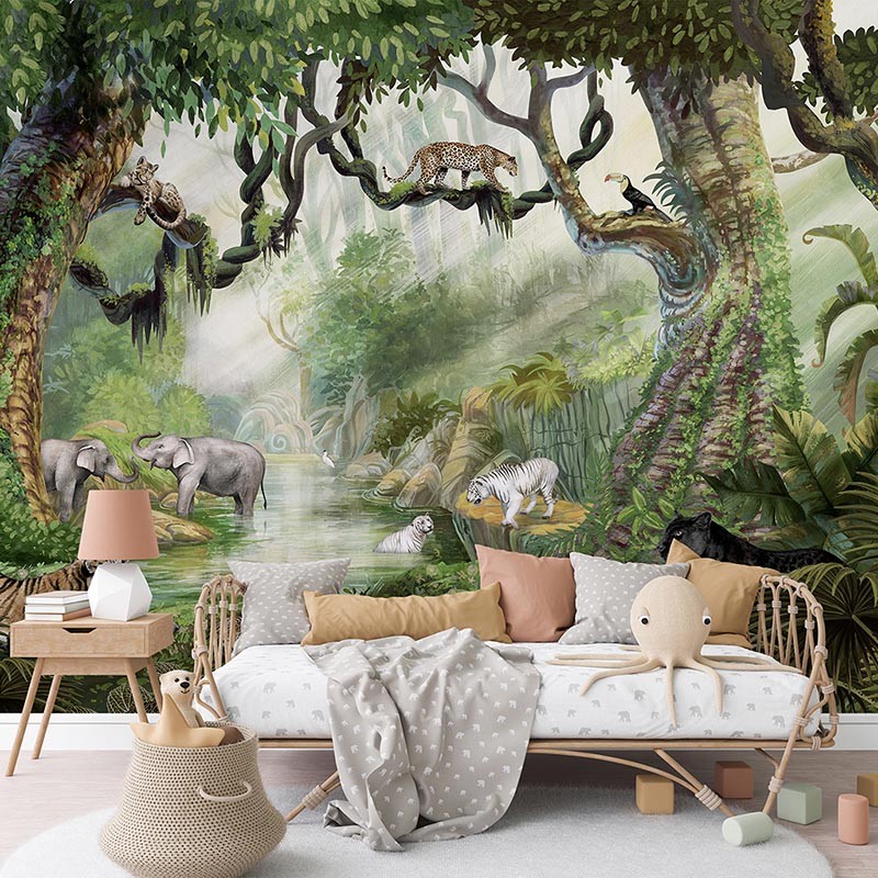 Mural infantil FDC Kikki Belle & Oliver Robins Jungle Cats BR 4049 M