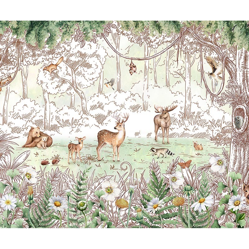 Mural infantil FDC Kikki Belle & Oliver Robins Forest Friends BR 4035 M
