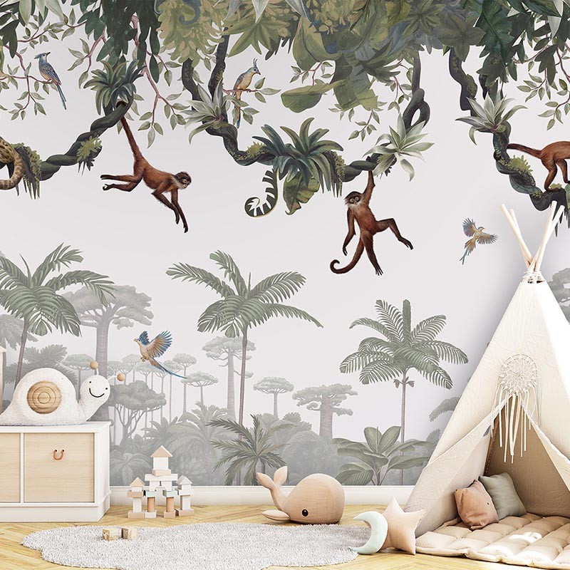 Mural infantil FDC Kikki Belle & Oliver Robins Cheeky Monkeys BR 4018 M
