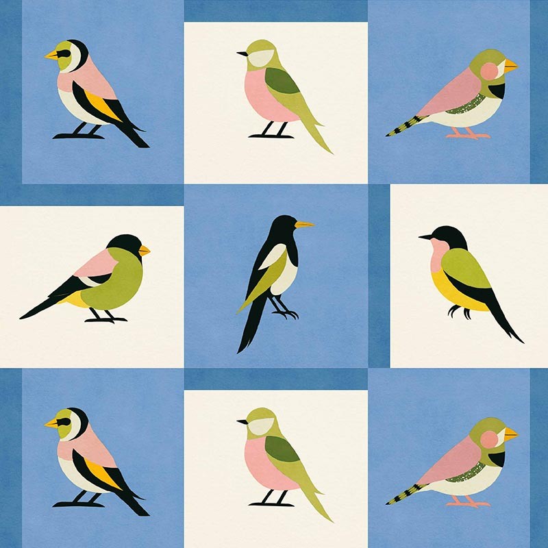 Papel pintado Coordonné Coco Dávez Colortherapills Like a Bird Blue C00137_V