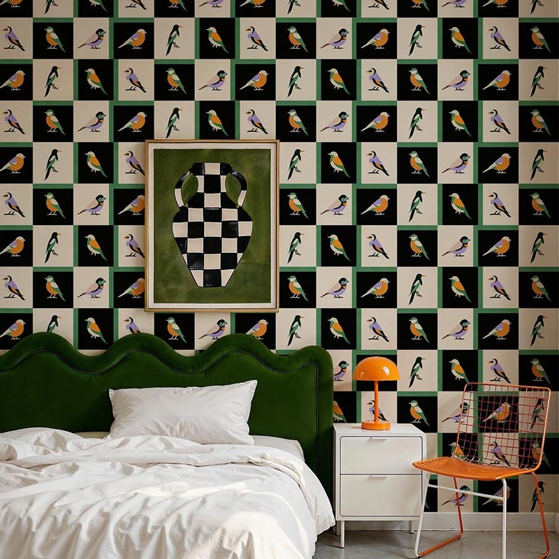 Papel Coordonné Coco Dávez Colortherapills Like a Bird Noir C00133_V