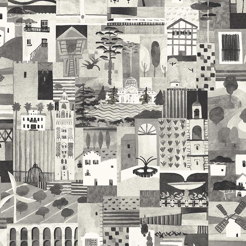 Papel pintado Tres Tintas Solera Postal Black & White SO5207-4_N