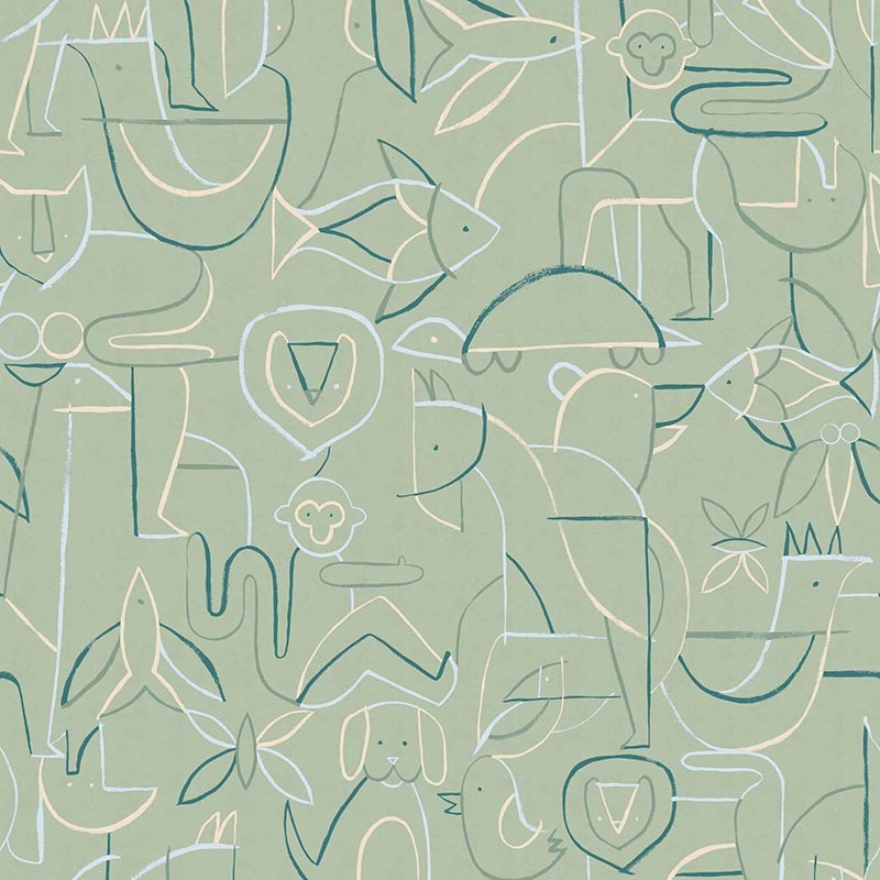 Papel pintado Coordonne BB Kids Animalia Emerald D00365_V 