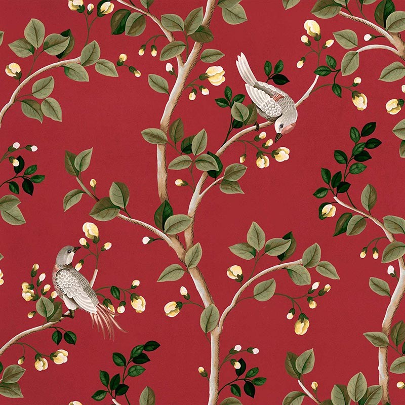 Papel pintado Coordonne Forbidden City Birds Prosperity Ruby B00120