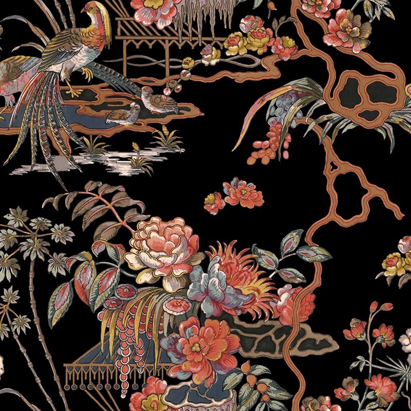 Papel pintado Coordonne Forbidden City Sacred Pheasants Onyx B00117
