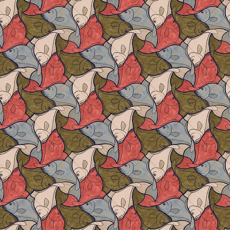 Papel pintado Jannelli Volpi M. C. Escher Fish 23103