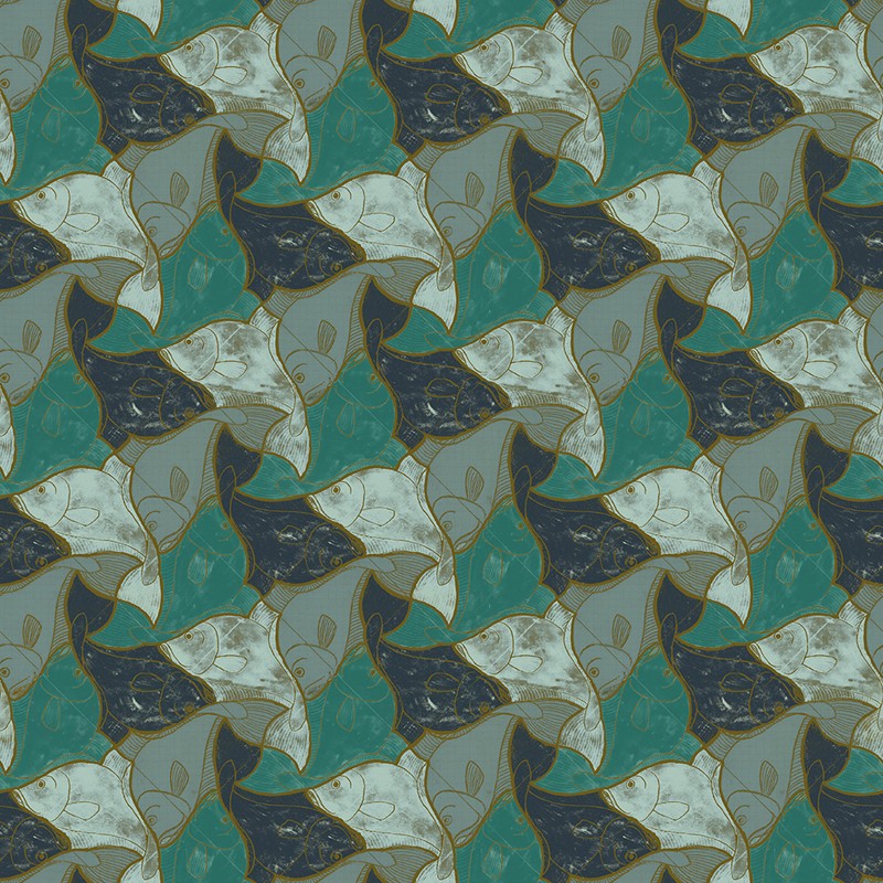 Papel pintado Jannelli Volpi M. C. Escher Fish 23101