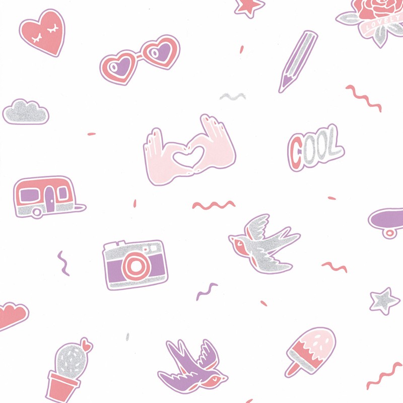 Papel pintado infantil Caselio Girl Power Pin's Me GPR100835001