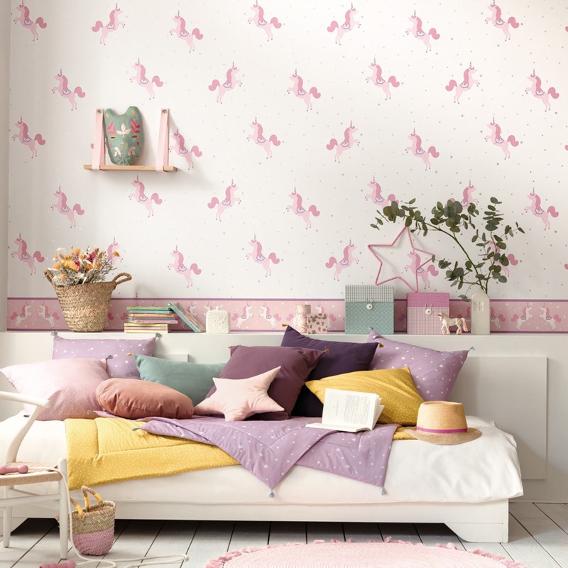 Papel pintado infantil Caselio Girl Power Princess Unicorns GPR100795402