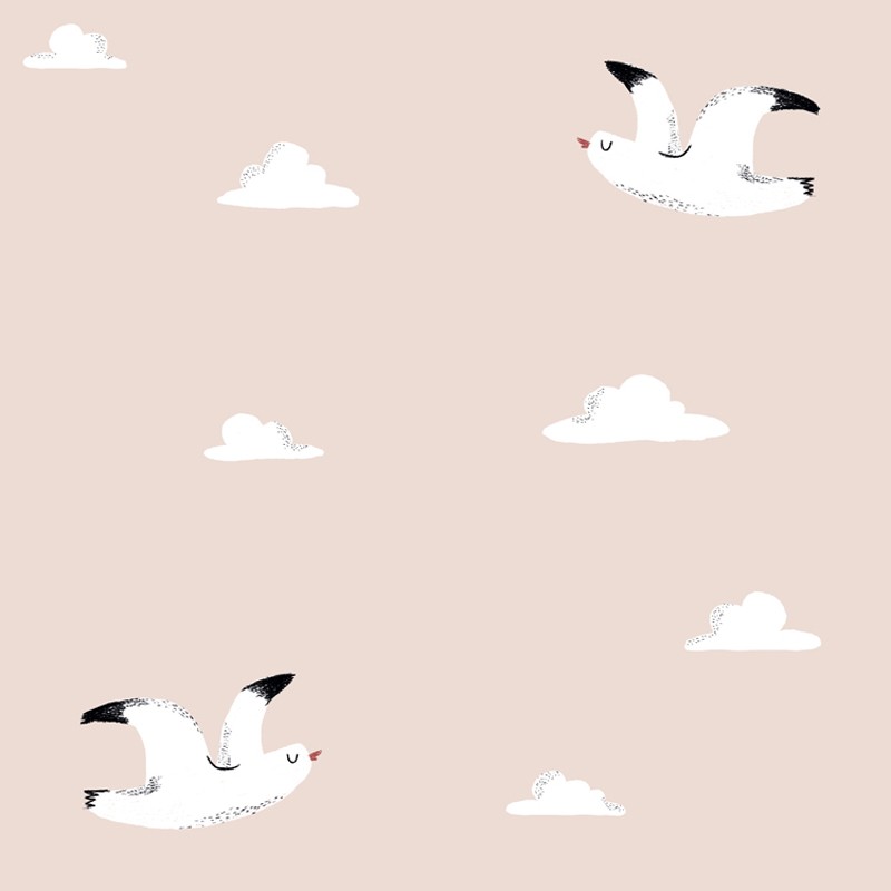 Papel pintado textil autoadhesivo AP Decoration White Bird in Rose