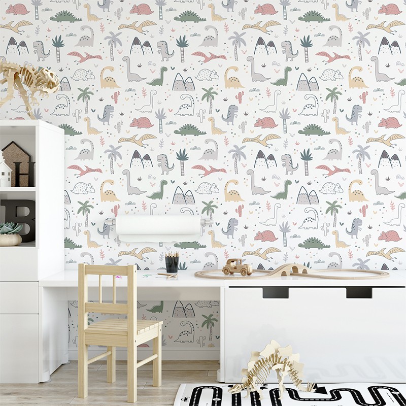 Papel pintado textil autoadhesivo AP Decoration Dinosaurs