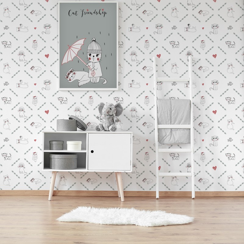Papel pintado textil autoadhesivo AP Decoration Cat Lover