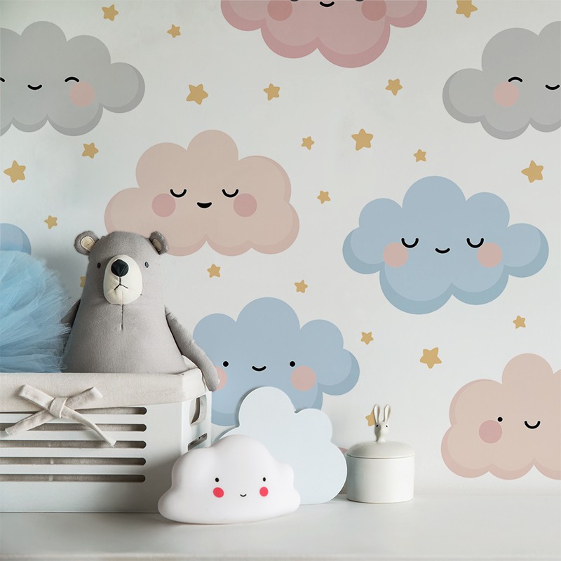 Papel pintado textil autoadhesivo AP Decoration Little Fluffy Clouds