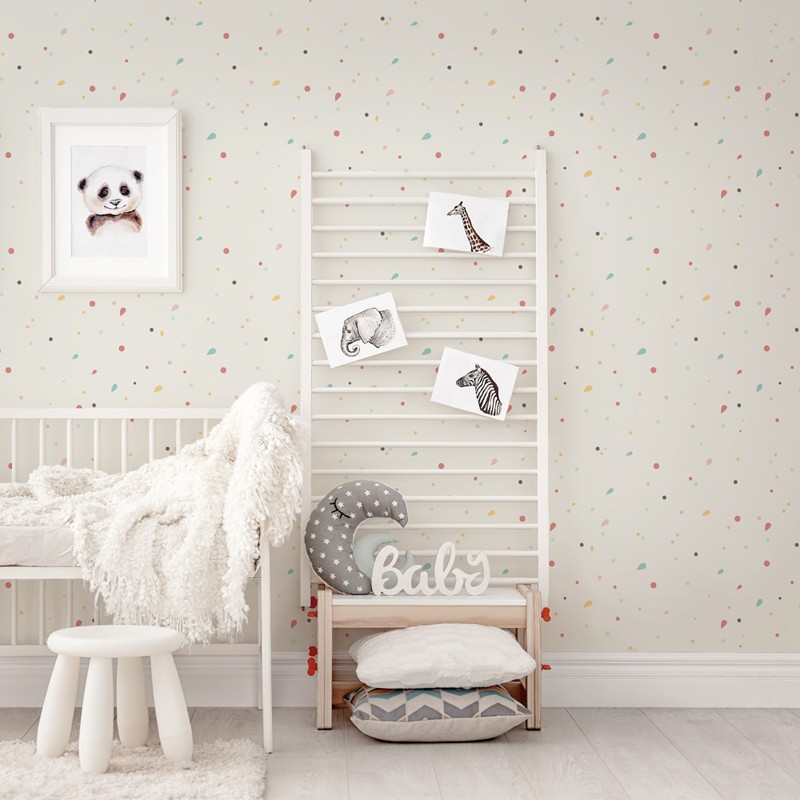 Papel pintado textil autoadhesivo AP Decoration Color Dots