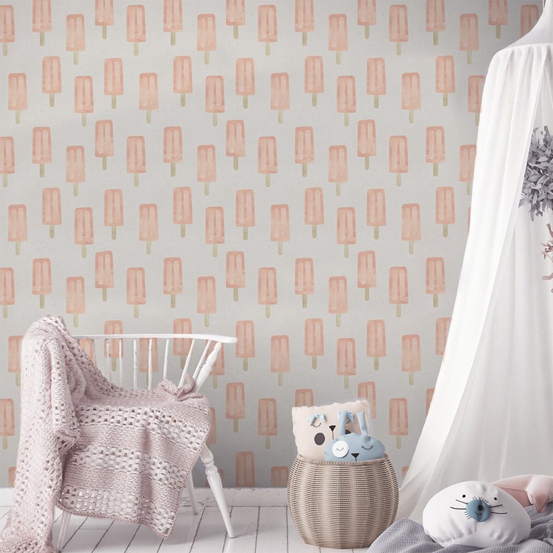 Papel pintado textil autoadhesivo AP Decoration Helados Rosas