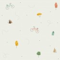 Bicycles Beige Papel pintado textil autoadhesivo 
